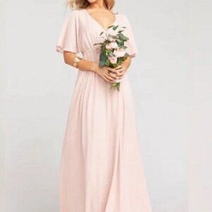 NWT Show Me your Mumu  Dress Emily Empire Maxi Dusty Blush Crisp Size XXS